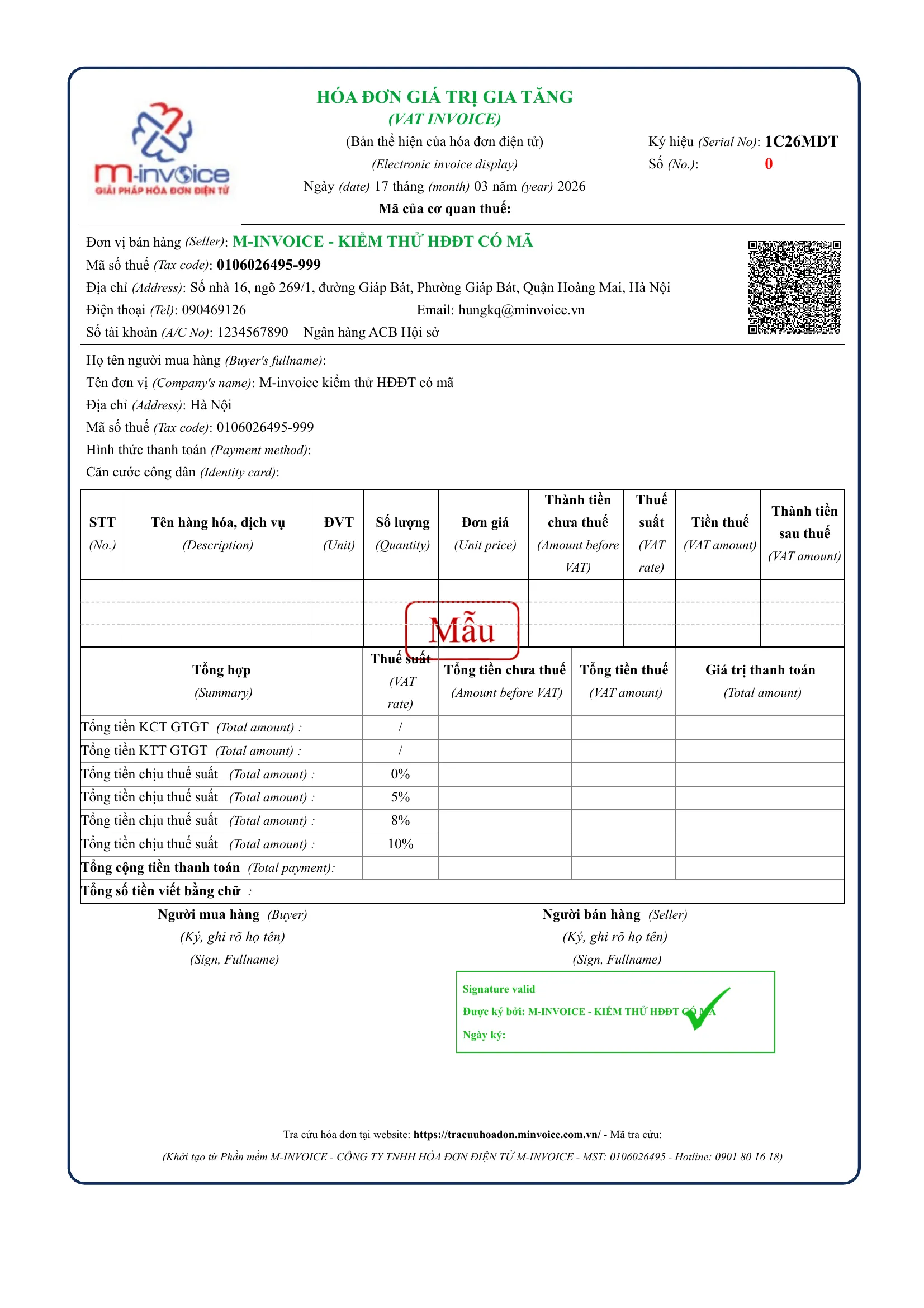 Mẫu hoá đơn điện tử M-invoice